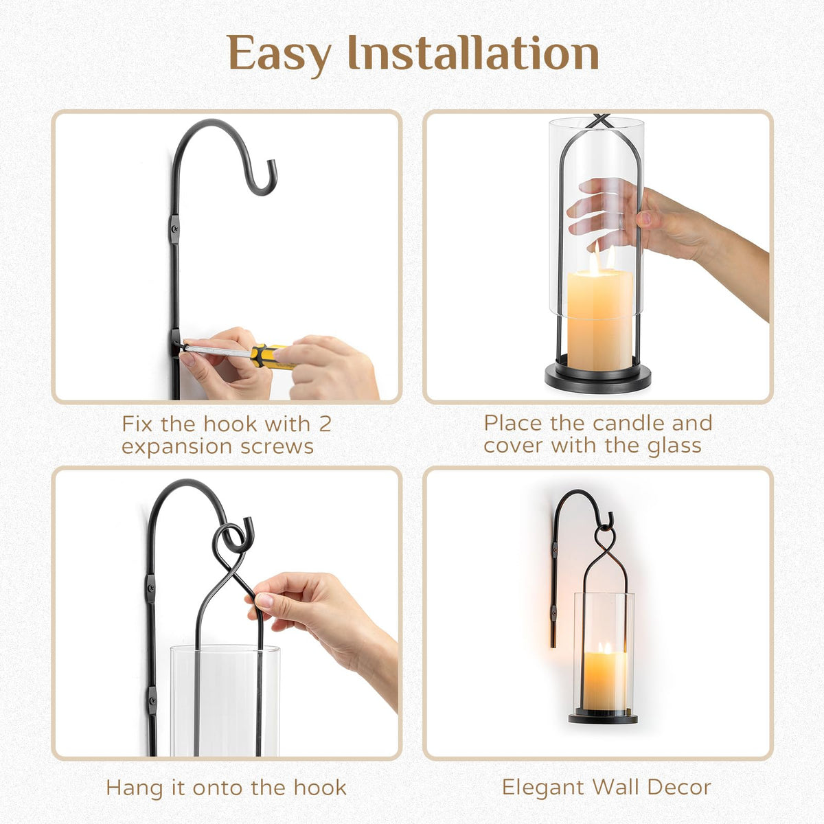 Walasis sturdy base plate keeps lantern stable on patios or mantels