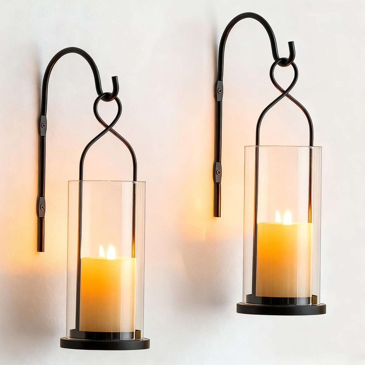 Walasis wall candle holder set of 2 in black metal for ambient wall lighting