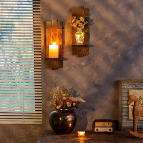 Walasis wooden wall sconce with French country style for entryways or mantels.