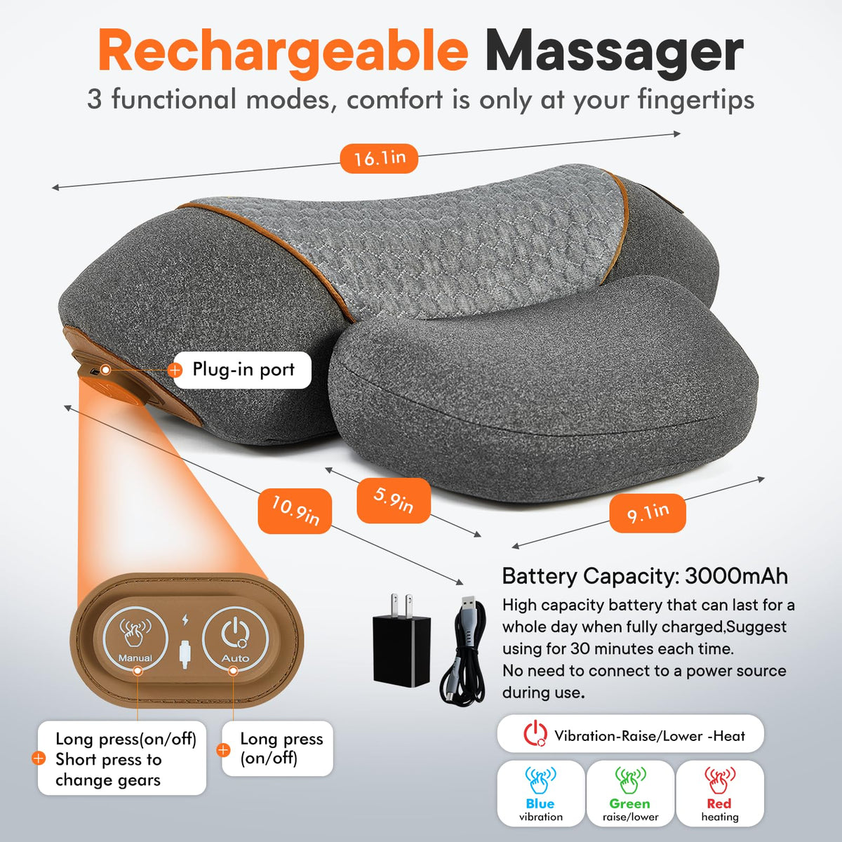 WALFITE neck massager pillow cervical traction supports gentle alignment