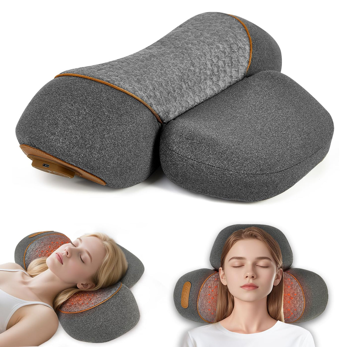 WALFITE neck massager pillow side view shows portable neck support