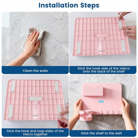 WALfuyao pink adhesive wall mount shelf for easy damage-free setup