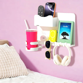 WALfuyao bedside floating shelf with damage-free tape for clutter-free dorm walls