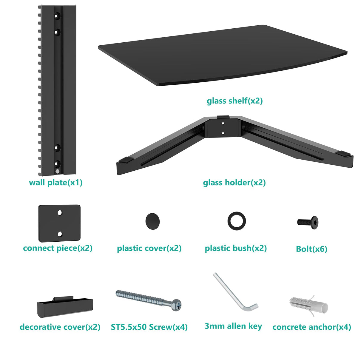 WALI easy-installation hardware included for quick, secure wall mounting