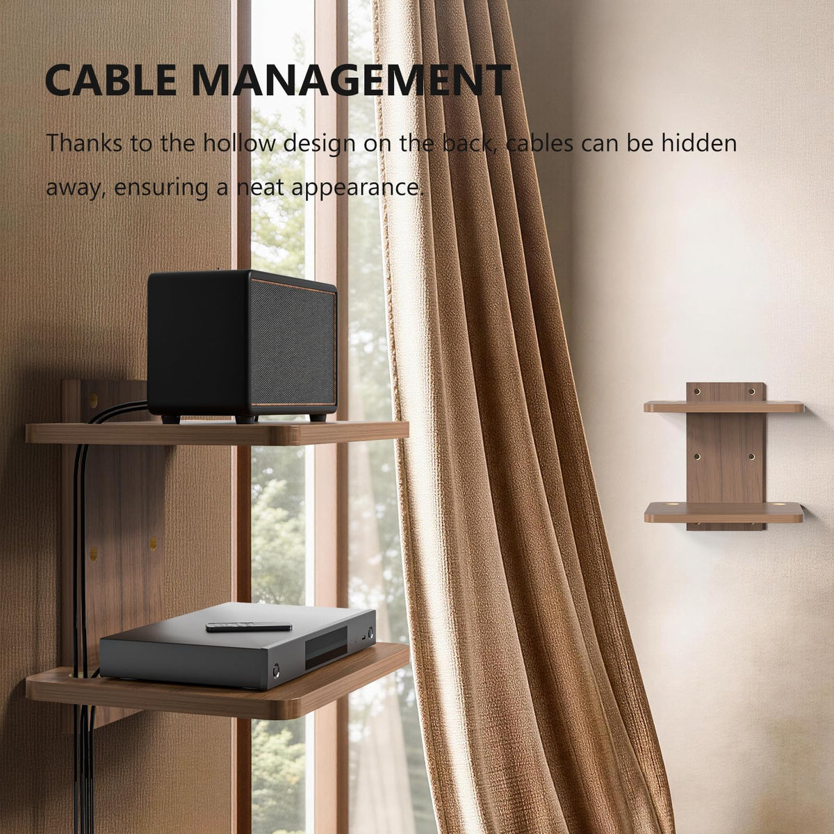 WALI CS202N shelf with cable management holes keeping wires organized