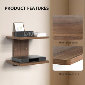 WALI CS202N walnut brown shelf side view showing slim profile