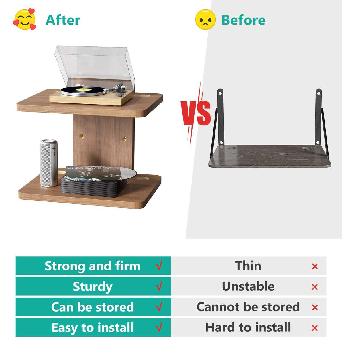WALI CS202N two-shelf wall mount unit installed for AV gear