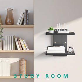 WALI CS202NB shelf with cable management holes reduces wall clutter