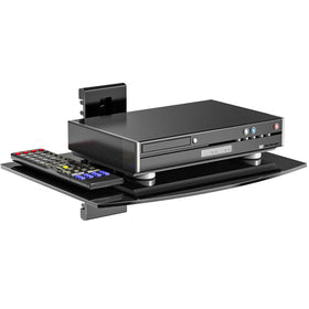 WALI floating TV shelf with glass top supports media players up to 17.6 lbs.