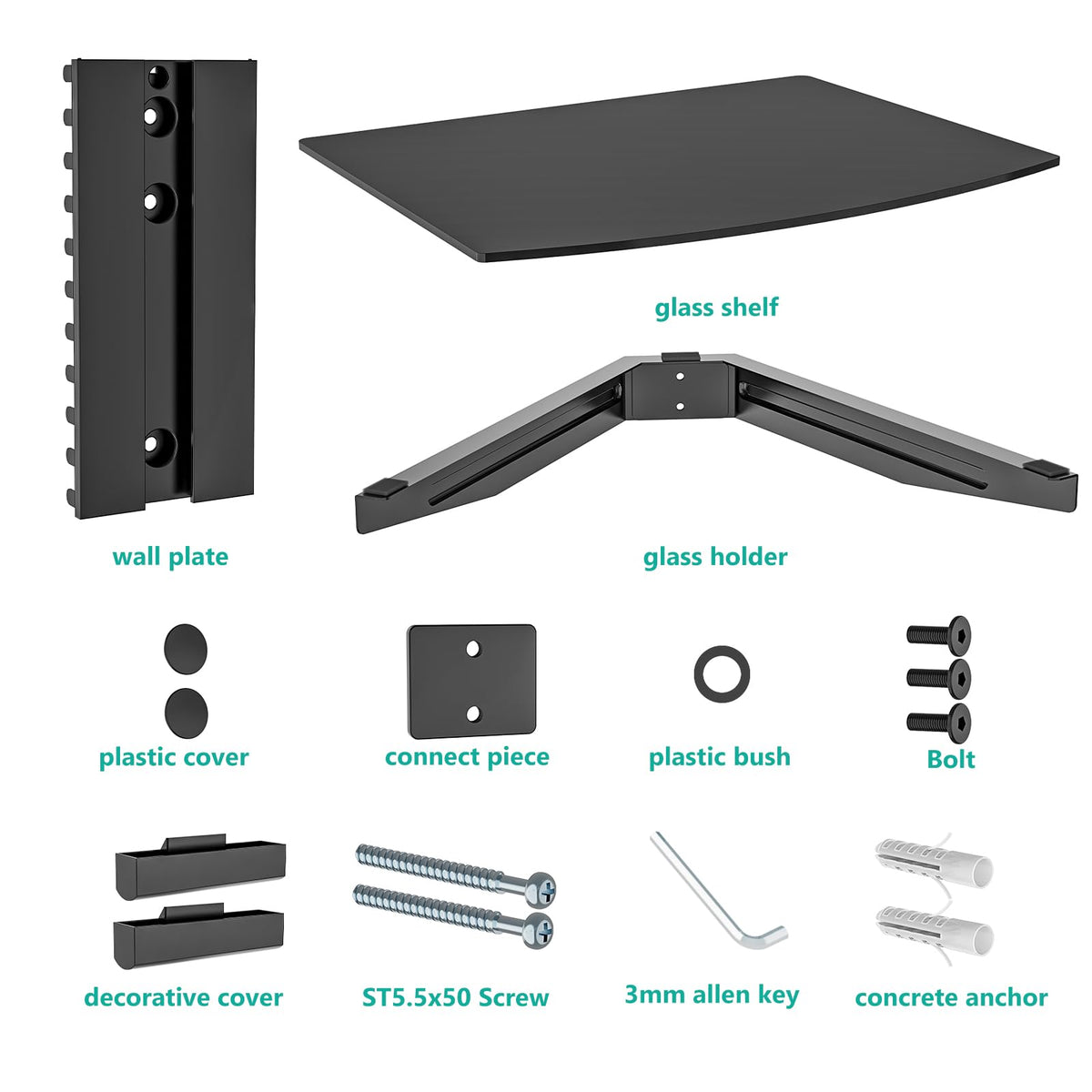 WALI black finish shelf complements modern home theaters and minimizes clutter.