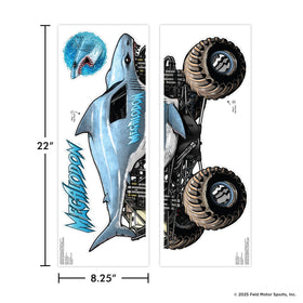 Wall Palz Megalodon decal demonstrates easy peel-and-stick application.