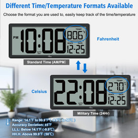 WallarGe clock supports 12/24-hour formats for versatile time reading.