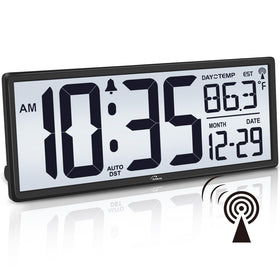 WallarGe 14.5-inch atomic clock with backlight provides clear time, even in darkness.