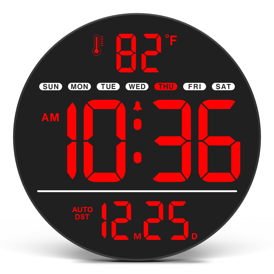 WallarGe 8-inch digital wall clock with LED display for quick viewing in any room
