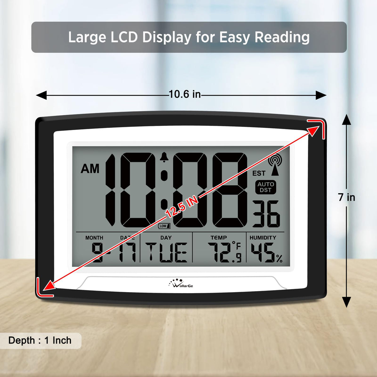 WallarGe Atomic Clock with auto DST demonstrates automatic time adjustment for daylight saving.