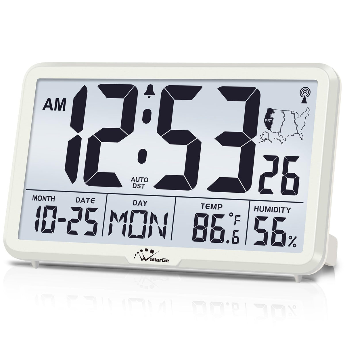 WallarGe Atomic Clock with backlight for easy visibility in classrooms or offices.
