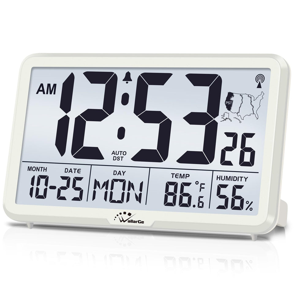 WallarGe Atomic Clock with backlight for easy visibility in classrooms or offices.