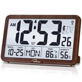 WallarGe Atomic Clock front view with large digits for easy visibility