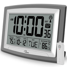 WallarGe Atomic Clock with large display is easy to read from across the room.