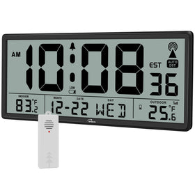 WallarGe atomic clock front view with jumbo display for easy time reading from across the room