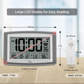 WallarGe clock shows outdoor temperature from the wireless sensor.