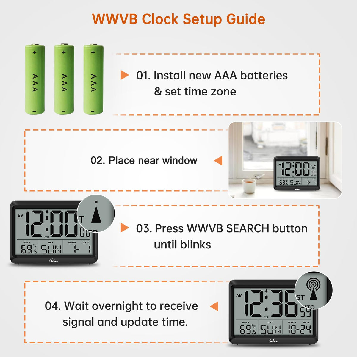 WallarGe Atomic Digital Wall Clock DST indicator demonstrates daylight saving adjustments.