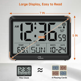 WallarGe Atomic Digital Wall Clock large display enables easy reading from across the room.
