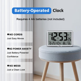WallarGe Clock supports 12/24-hour formats and Fahrenheit/Celsius for international use.