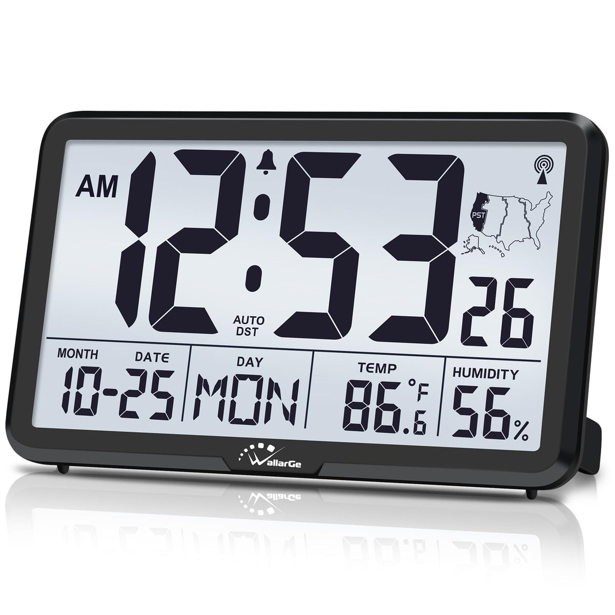 WallarGe Atomic Wall Clock with backlight for easy viewing in the dark.