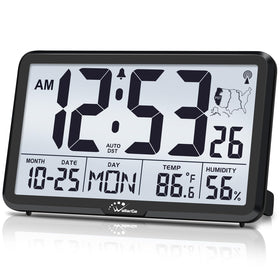 WallarGe Atomic Wall Clock with backlight for easy viewing in the dark.