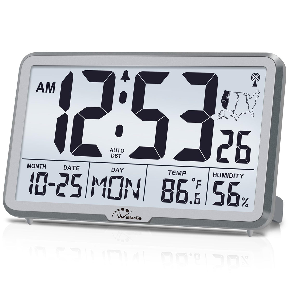 WallarGe Atomic Clock with large display is easy to read from across the room.