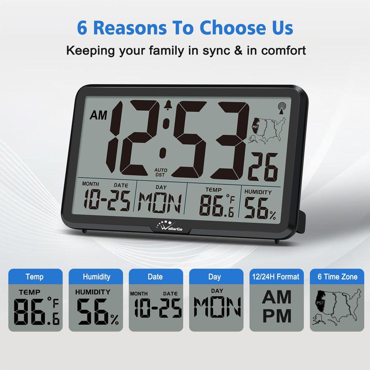WallarGe auto DST with six time zones simplifies global scheduling.