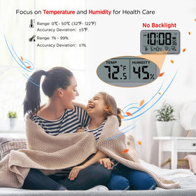 WallarGe Auto Set Digital Wall Clock with battery backup keeps time during outages.