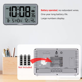 WallarGe Auto Set Digital Wall Clock shows date and alarm for daily planning.