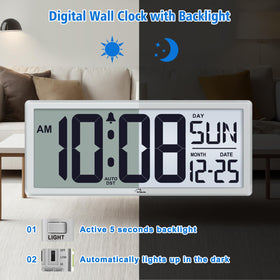 WallarGe backlight digital clock indoor temperature display at a glance
