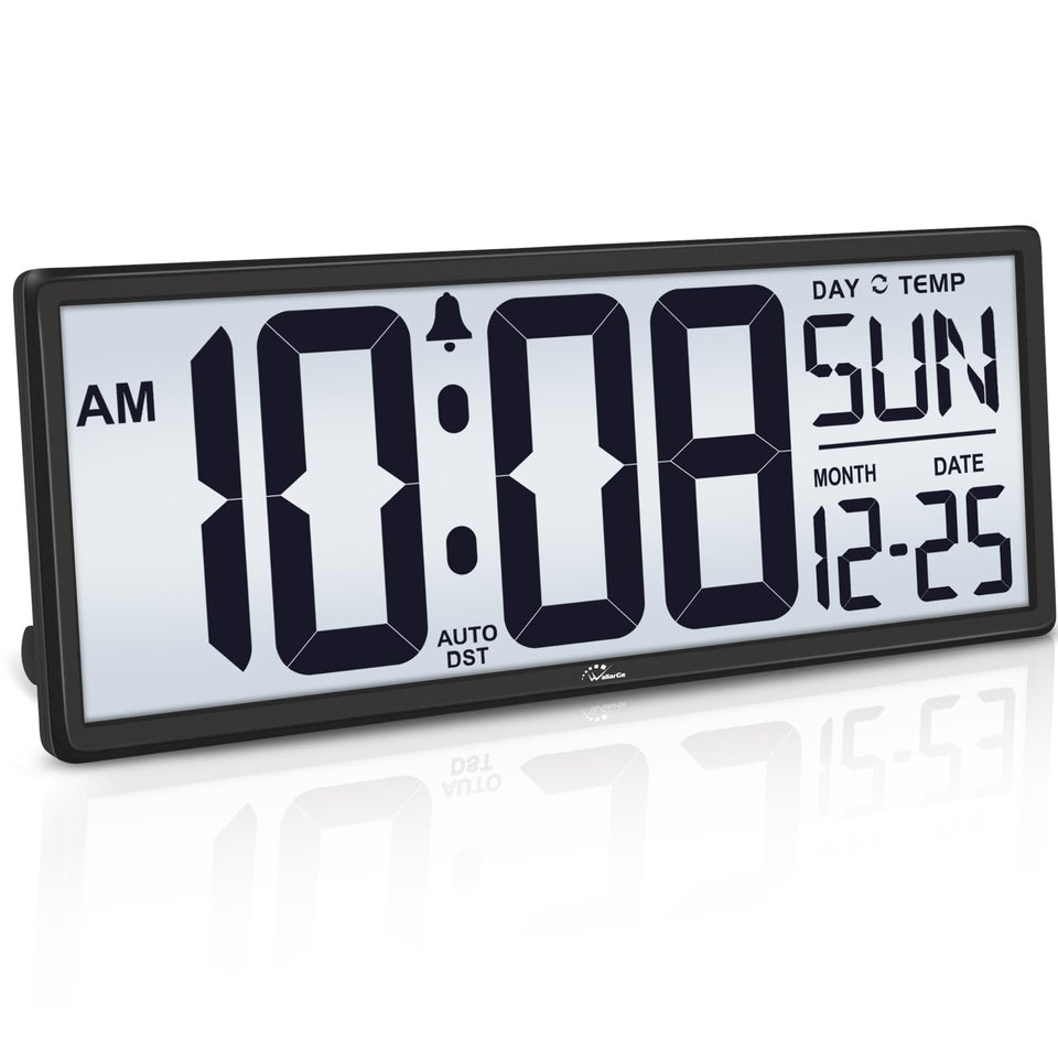 WallarGe backlight clock with large-display for easy reading from across the room.