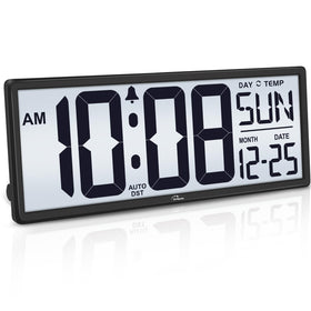 WallarGe backlight clock with large-display for easy reading from across the room.