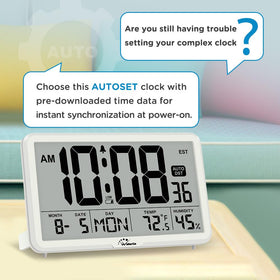 WallarGe battery-operated digital clock keeps time during outages.