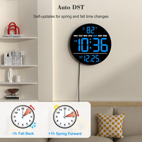 WallarGe clock displays date and day for quick reference.