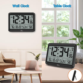 WallarGe indoor/outdoor temperature readout helps monitor room comfort.