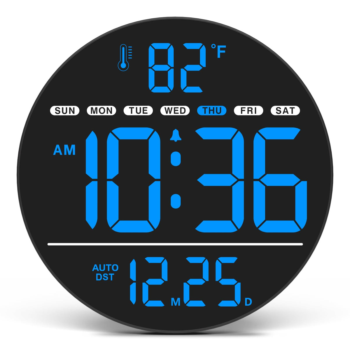 WallarGe large digital wall clock with bright LED display for easy viewing.