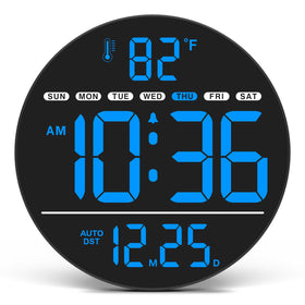 WallarGe large digital wall clock with bright LED display for easy viewing.