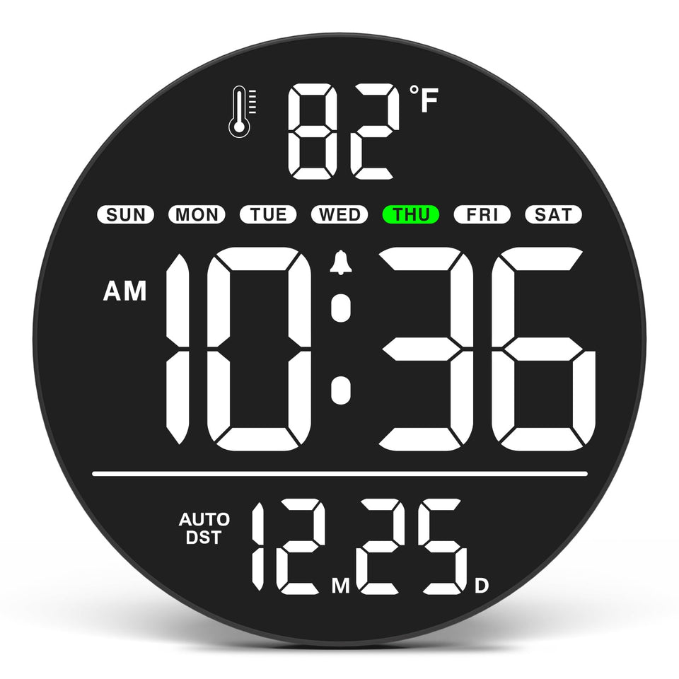 WallarGe large digital wall clock with LED display offering clear time visibility from any angle.