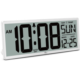 WallarGe large digital wall clock with jumbo numbers for easy time reading from across the room.