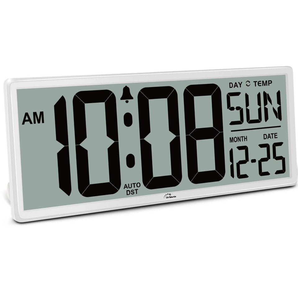 WallarGe large digital wall clock with jumbo numbers for easy time reading from across the room.