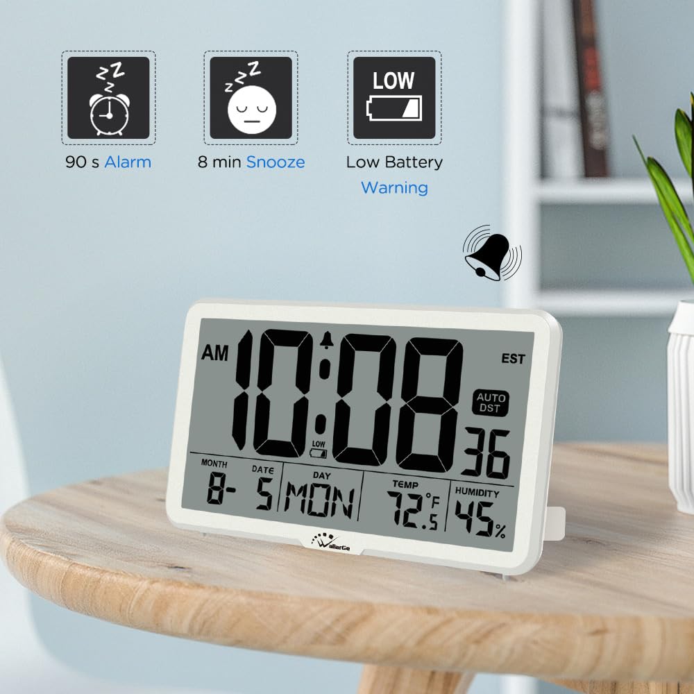 WallarGe large display alarm clock for easy reading from a distance.