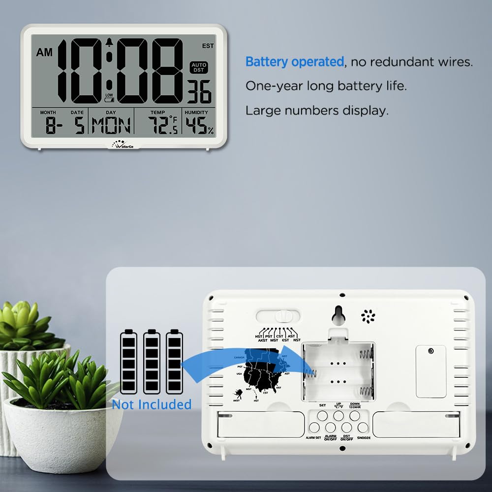 WallarGe memory backup preserves time and date after outages.
