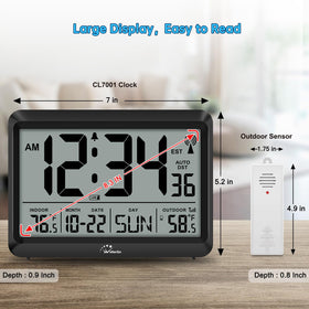 WallarGe wireless outdoor sensor transmits outdoor temperature to the clock.