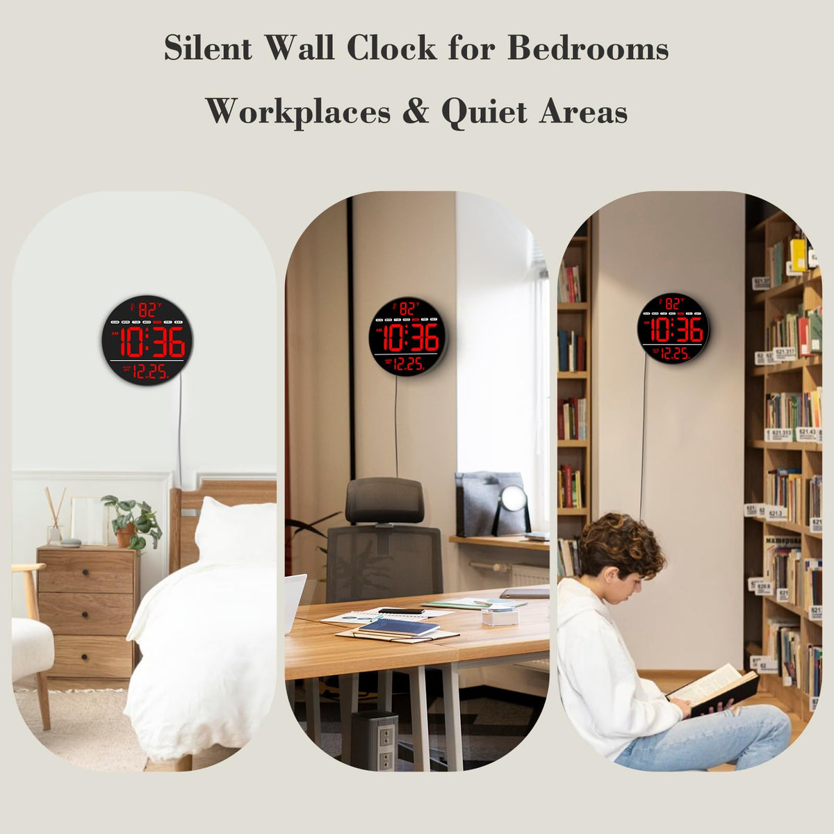 WallarGe plug-in clock with adapter included for plug-and-go setup