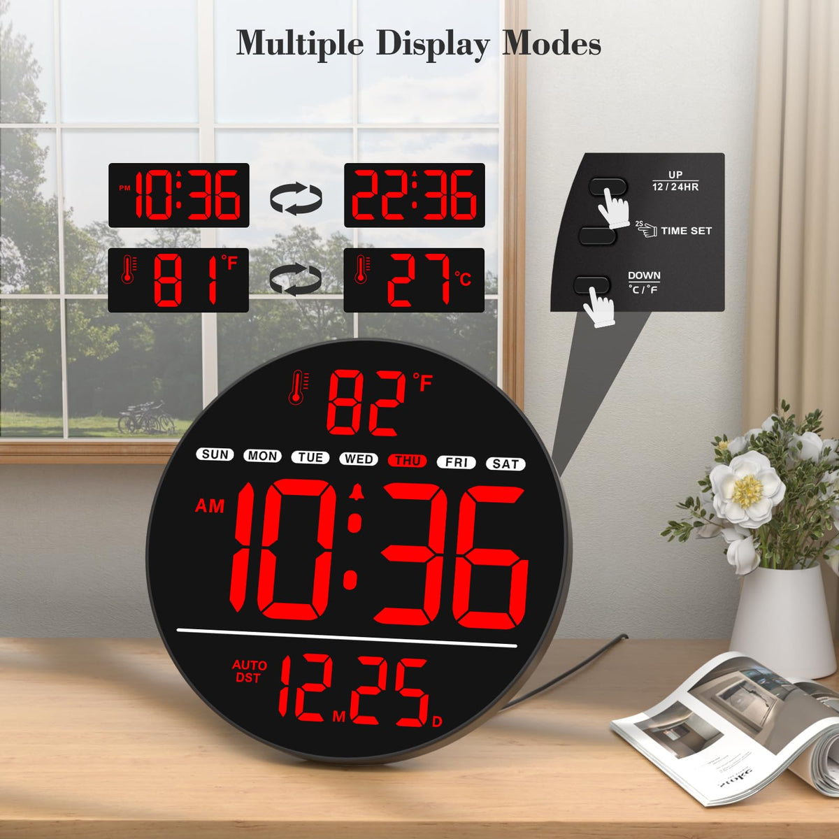 WallarGe silent wall clock with no ticking for quiet spaces